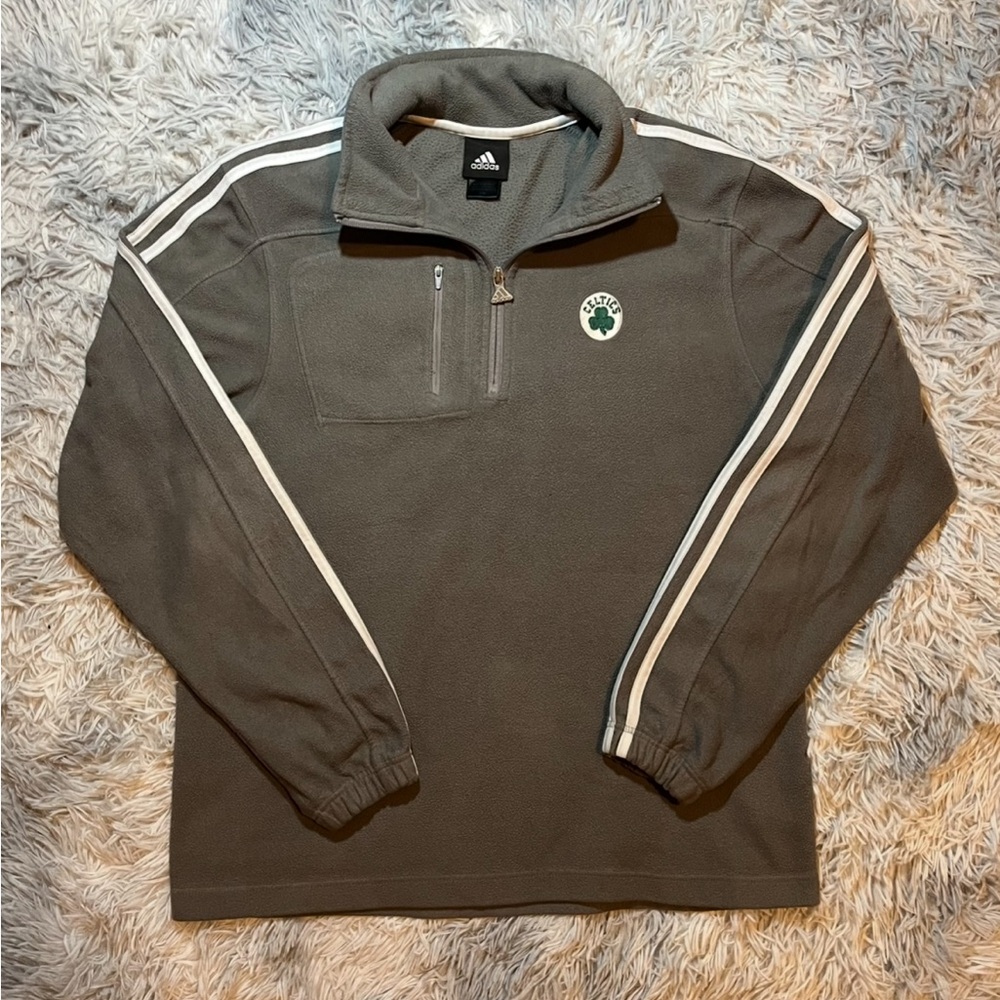 Adidas Boston Celtics Grey Soft Quarter Zip Sweatshirt